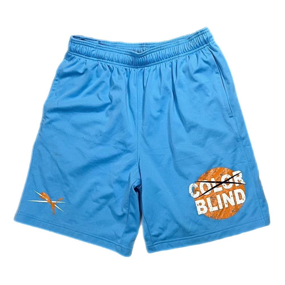 Used Puma Color Blind Shorts Light Blue Size Medium
